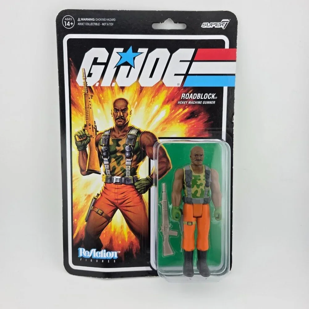 2021 Hasbro GI Joe - Super7 Roadblock Heavy Machine Gunner Reaction Figures New